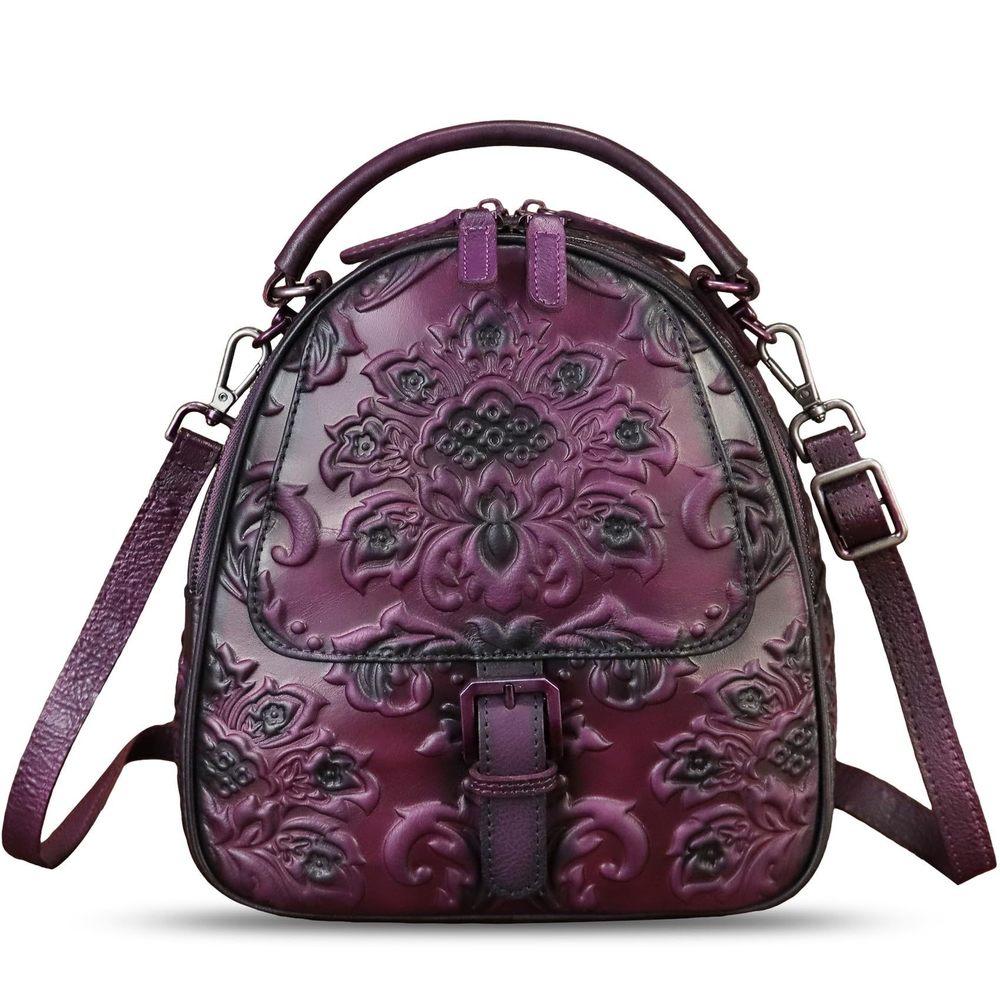 Genuine Leather Satchel Purse Embossed Crossbody Handbag Top Handle >:)